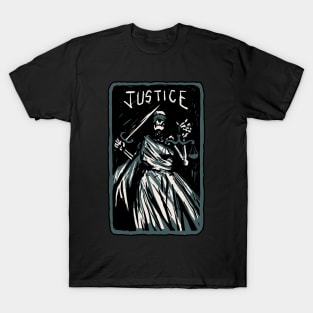 Justice Skeleton Skull Tarot Card T-Shirt